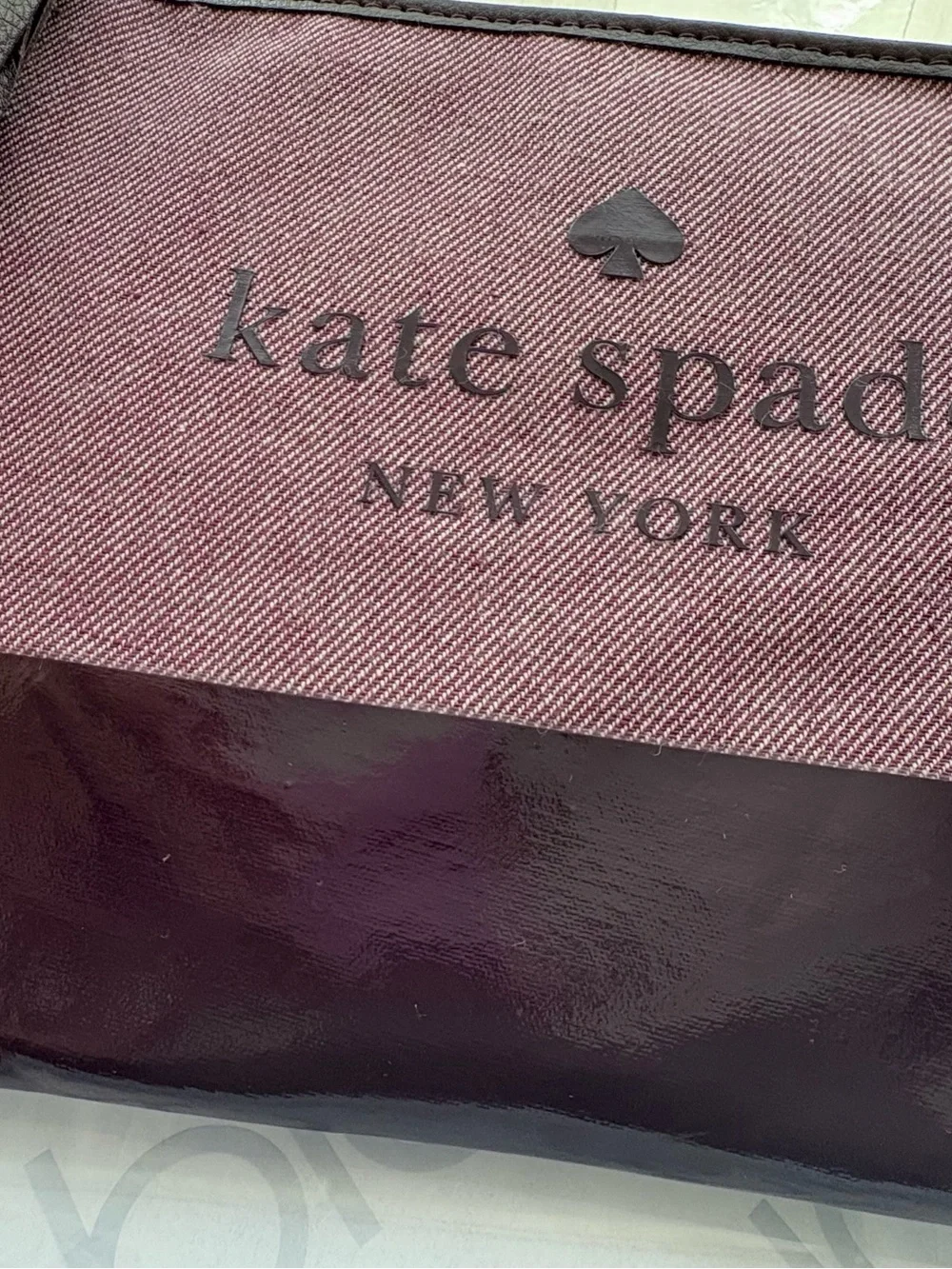 Pink and Brown Canvas Leather Zip Pouch Kate Spade Ash St. Logo Large Tassel